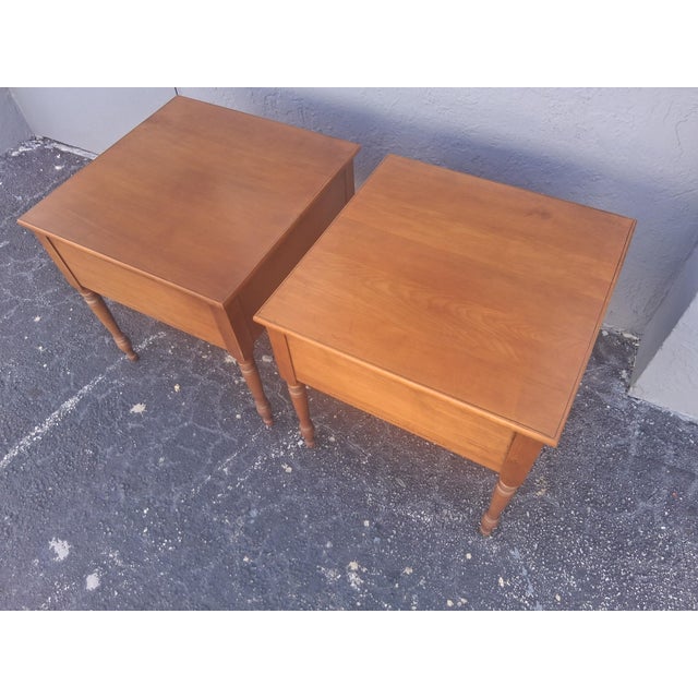 Ceramic 1950's Traditional Style 2 Drawer End Tables/ Nightstands by Lambert Hitchcock a - Pair For Sale - Image 7 of 12
