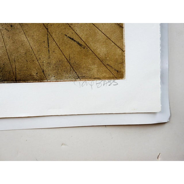 Circa 1970's abstract color etching on paper by Tony Bass ( b.1943) Texas. Signed, titled Emperor of Ice Cream and...