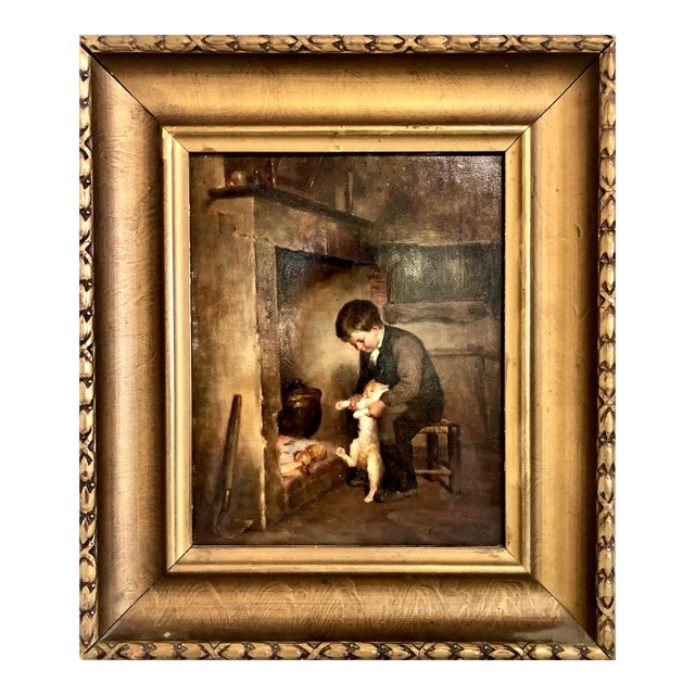“Boy With Cat” by Henry Bacon For Sale
