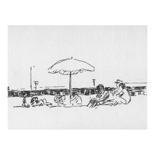 1970s Hayward Cirker Tropical Beach Drawing For Sale