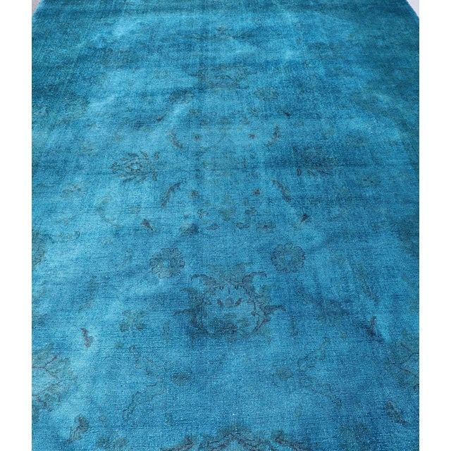 Large Turkish Oushak With Floral Design in Blue 10'3 X 16'7 For Sale In Atlanta - Image 6 of 16
