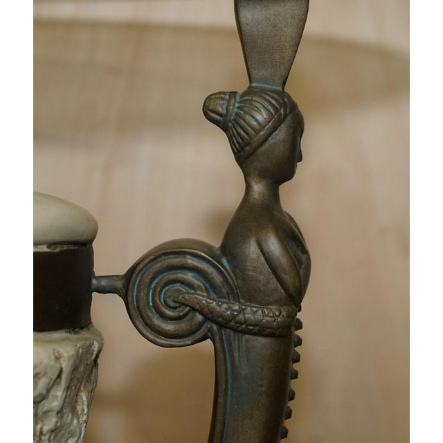 Metal Vintage Egyptian Revival Side Tables with Glass Tops, Set of 2 For Sale - Image 7 of 18