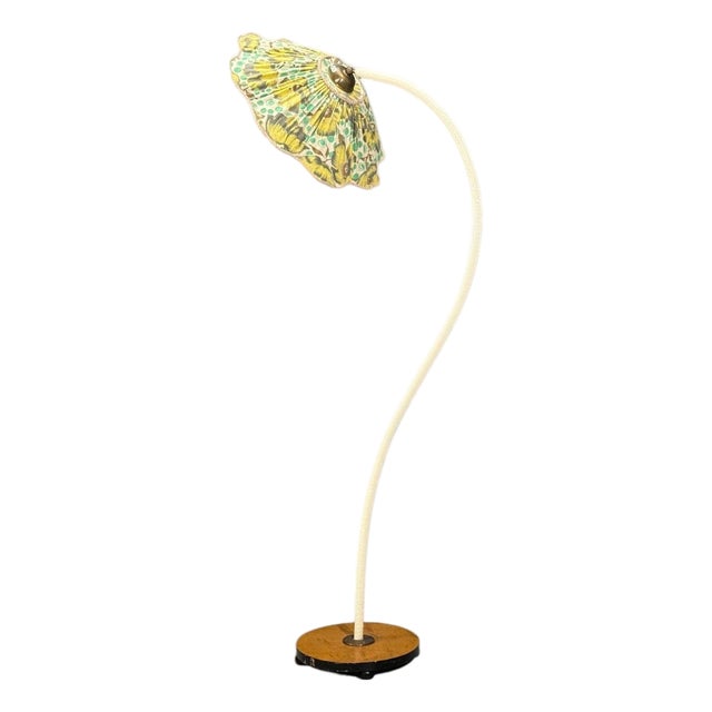 1930s Swedish Modern, Organic Floor Lamp, Cord, Wood For Sale