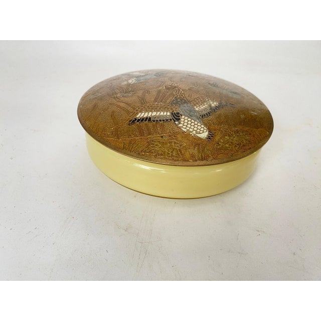 Brown Cloisonné and Opaline Box with Colored Flowers For Sale - Image 8 of 12