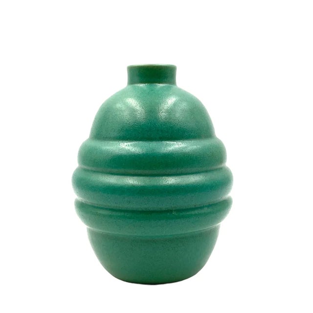 Art Deco Turquoise Faience Vase, France, 1940s For Sale - Image 15 of 15