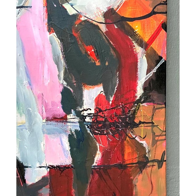 Vintage Abstract Expressionist Oil Painting on Canvas For Sale In West Palm - Image 6 of 12