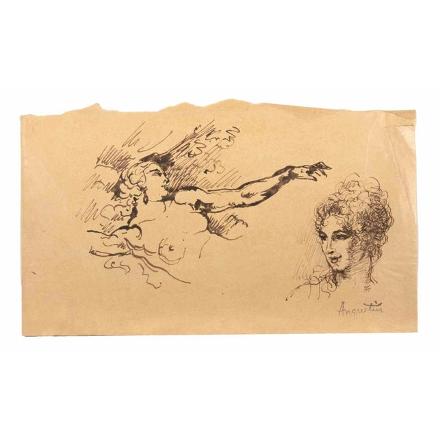 Nude and Portrait is an ink drawing on paper realized in the early 20th Century by Louis Anquetin (1861-1932). Hand-signed...