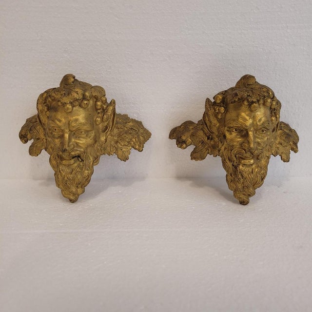 Satyr Masks in Gilt Bronze, 1800s, Set of 2 For Sale - Image 4 of 18