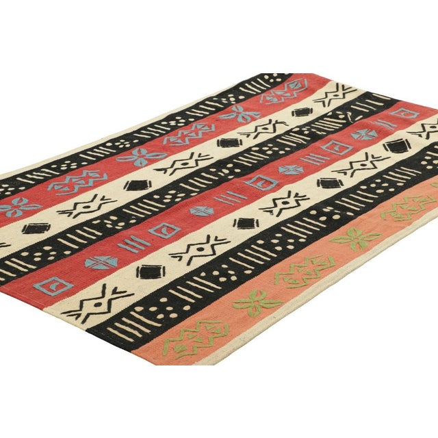 Rug & Kilim Rug & Kilim’s Suzani Style Kilim With Stripes and Tribal Geometric Patterns For Sale - Image 4 of 7