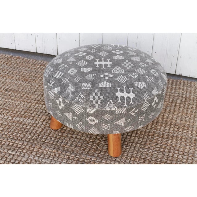 1990s Mali Black & White Dhurrie Ottoman Stool For Sale - Image 5 of 7