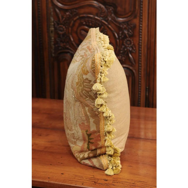 French 19th Century Aubusson Tapestry Pillow with Medieval-Style Genre Scene For Sale - Image 9 of 12