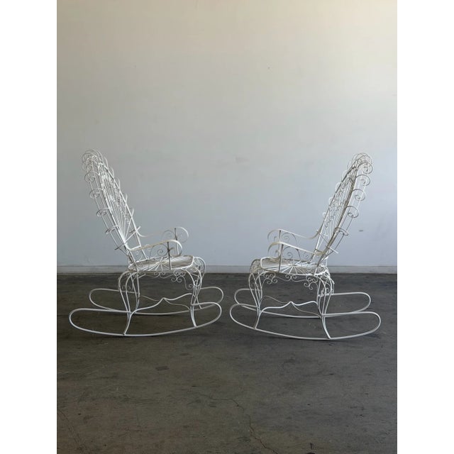 1970s Salterini Style Iron Peacock Rocking Chair For Sale - Image 4 of 18