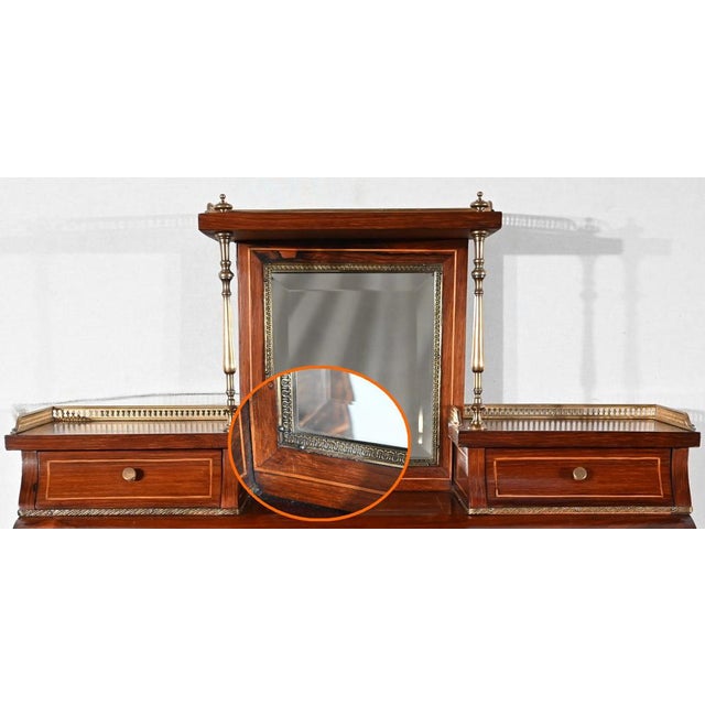 Small Louis XV Style Ladys Desk in Marquetry, Late 19th Century For Sale - Image 9 of 18
