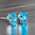 Blue Natural Blue Topaz Stud Earrings 14k White Gold 5.79 TW Certified For Sale - Image 8 of 14