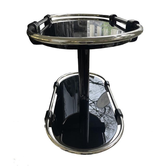 Art Deco Black Serving Bar Cart, 1930s For Sale - Image 12 of 13