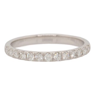 Earth Mined Diamonds Stackable Band Ring: Solid 14k White Gold For Sale