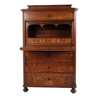 Antique Mahogany Secretaire with Four Drawers, 1840s For Sale