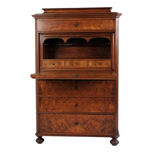 Antique Mahogany Secretaire with Four Drawers, 1840s For Sale
