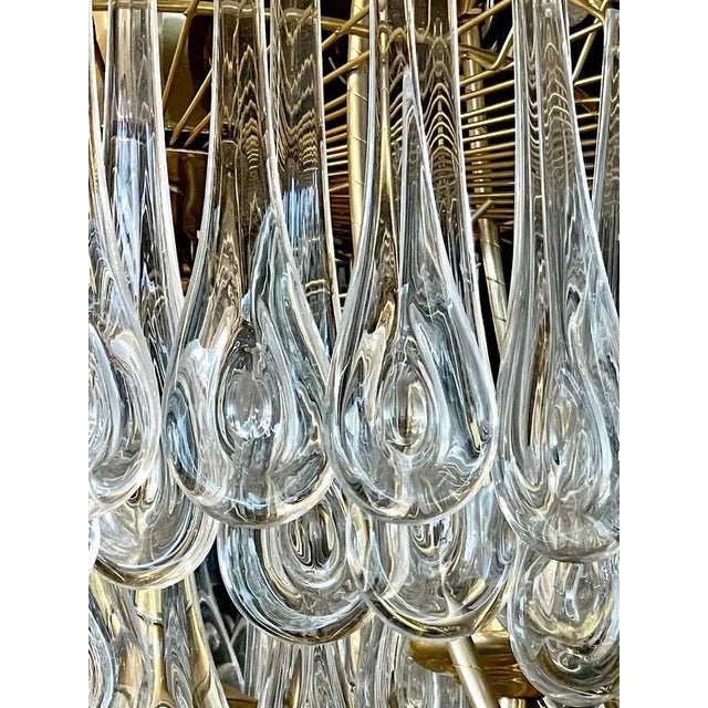 1940s Hollywood Regency Gilt Bronze and Crystal Chandelier For Sale - Image 5 of 13