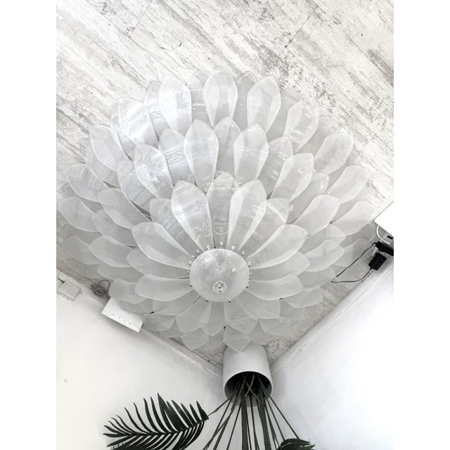Huge elegant Sanded “Petals” Murano Glass Flush Mount. Scenographic lively ventian flush mount in Transpaerent sanded...