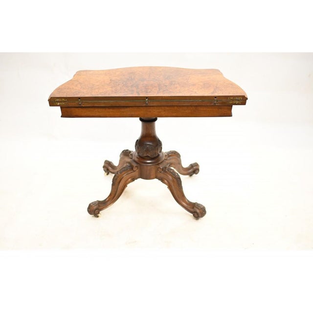 Victorian Card Table in Burr & Walnut, 1880s For Sale - Image 11 of 12