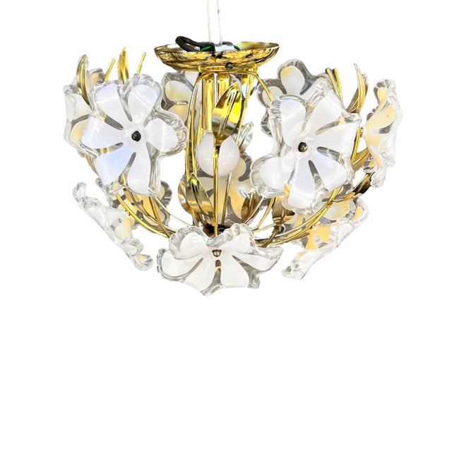 Hollywood Regency Floral Ceiling Lamp, Italy, 1980s For Sale - Image 10 of 17