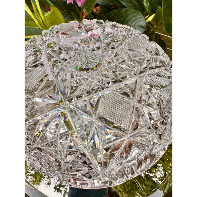 Antique Bergen Crystal Hand Cut Bowl American Brilliant Period Early 20th Century For Sale - Image 9 of 12