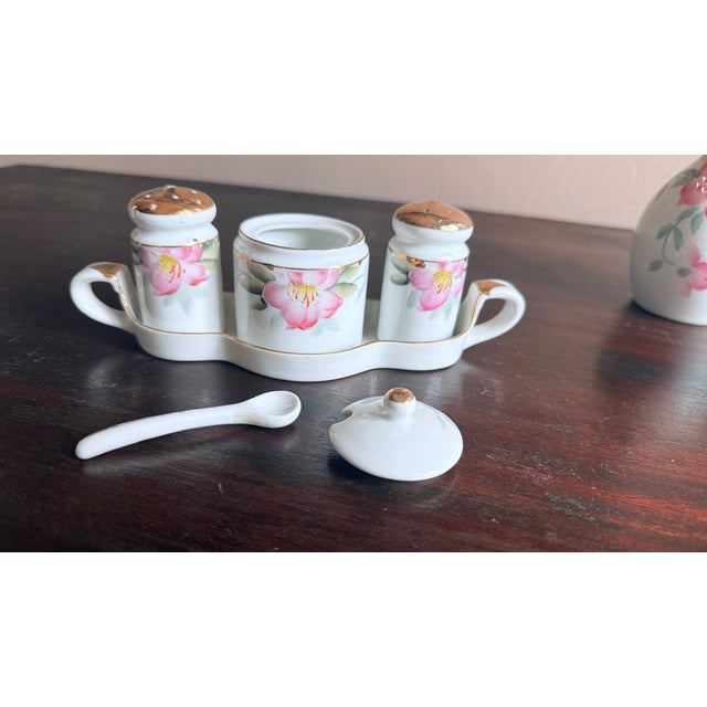 Early 20th Century Antique, Early 20th Century Noritake Japan Azalea Porcelain Six-Piece Condiment Boat Set For Sale - Image 5 of 8