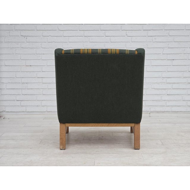 Danish Armchair in Green Furniture Wool and Oak Wood, 1970s For Sale - Image 13 of 18