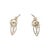 A pair of 14k gold stud earrings featuring round white diamonds. The design is sleek with an openwork leaf pattern. The...