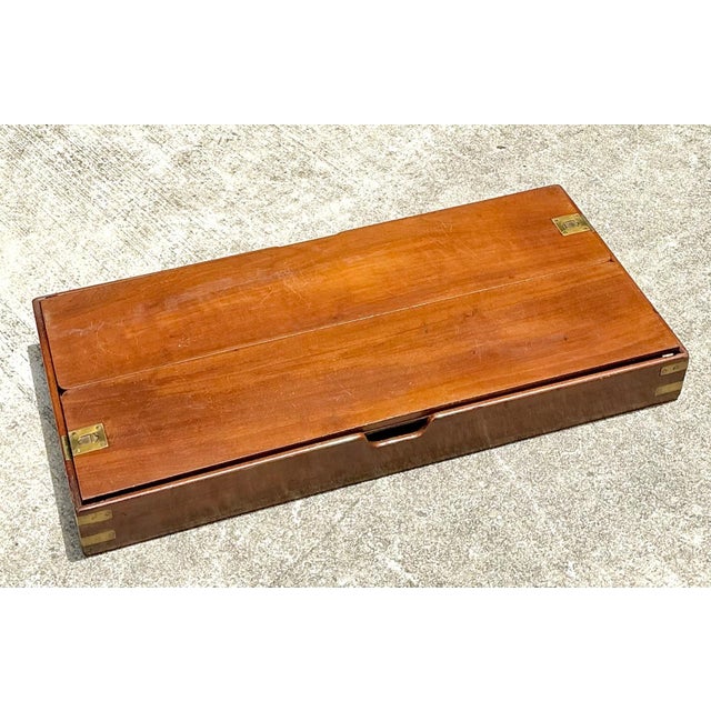 Mid 20th Century Vintage English Collapsible Flip Top Campaign Game Table For Sale - Image 5 of 10