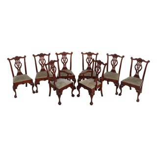 Set of 8 Hickory Chair Co Chippendale Clawfoot Mahogany Dining Chairs For Sale