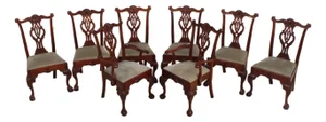 Set of 8 Hickory Chair Co Chippendale Clawfoot Mahogany Dining Chairs