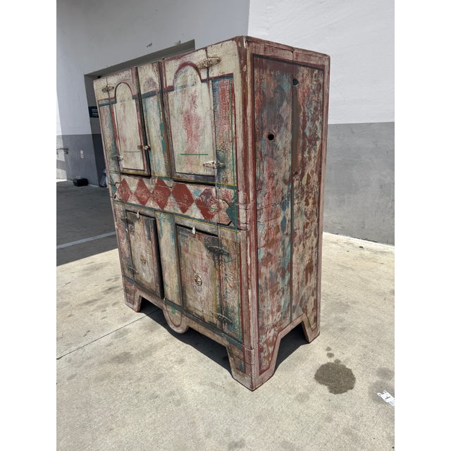 Folk Art 1990s Prized Rare Richard Warholic Painted Cabinet Art Piece Florida Artist For Sale - Image 3 of 14