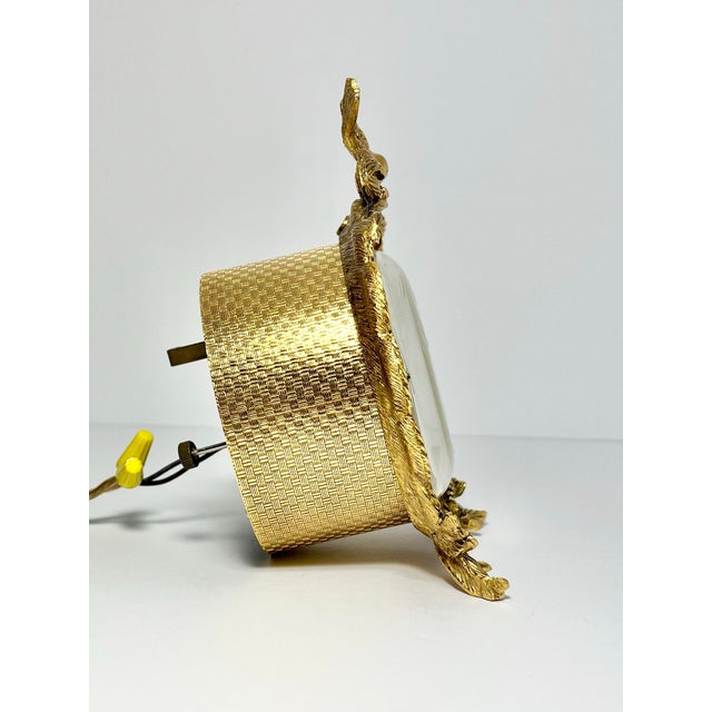 1960s 1960s Matson Ormolu Gold “Dogwood Flower & Bird” Electric Desk Clock For Sale - Image 5 of 12