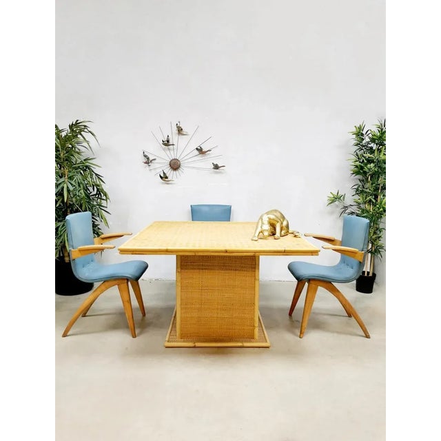 Boho Chic Vintage Rattan Bamboo Dining Table, 1960s For Sale - Image 3 of 6