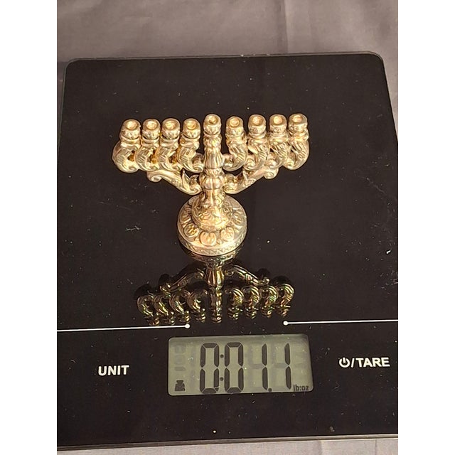 Vintage Miniature 925 Sterling Silver Hanukkah Menorah Hanukkiah 32g Judaica For Sale - Image 12 of 12
