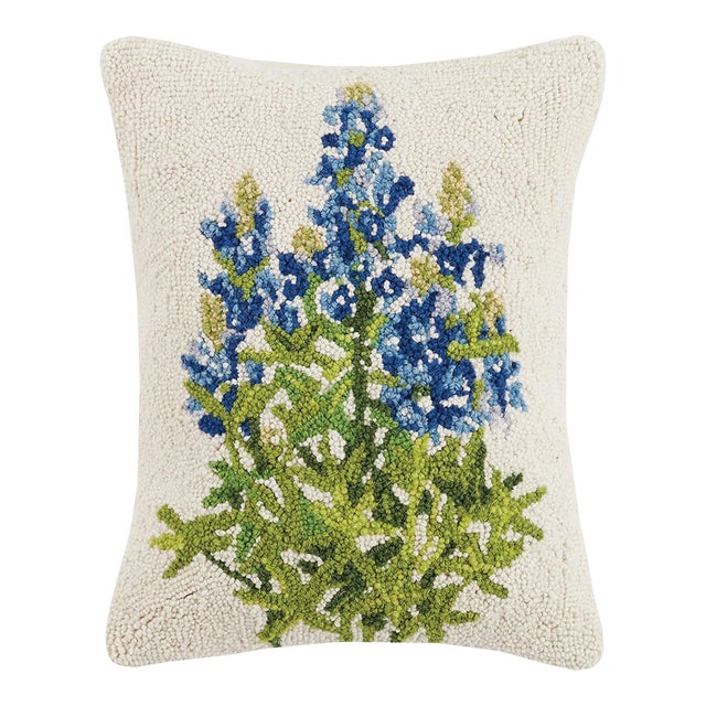 Blue Bonnet Hook Pillow, 14" x 18" For Sale