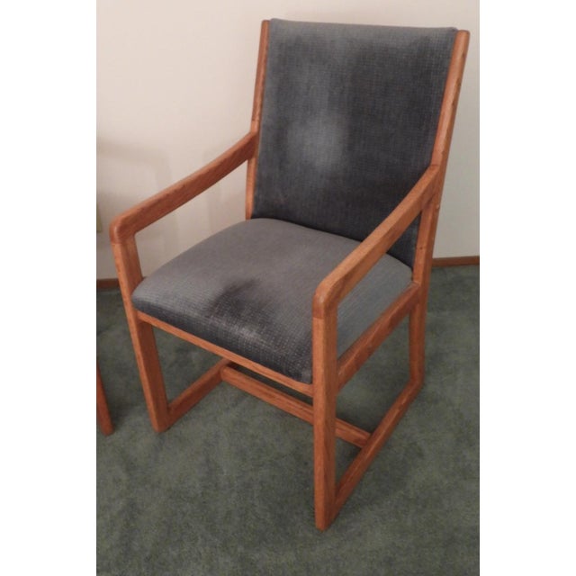 Wood Vintage 1970s Pair of Oak Danish Mid Century Modern Style Dining Side Chairs For Sale - Image 7 of 11