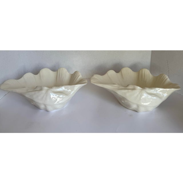 1979 Pair of Signed Studio Pottery Shell Form Ceramic Bowls Catchalls For Sale In Los Angeles - Image 6 of 12