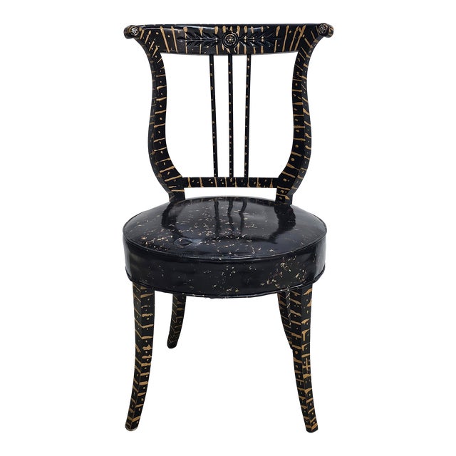 Early 20th Century Neoclassical Ebonized and Partial Gilt Decorated Side Chair For Sale
