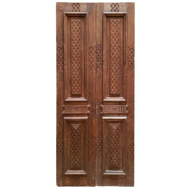 Brown 1960s Vintage Double Panel Moroccan Wooden Door For Sale - Image 8 of 8