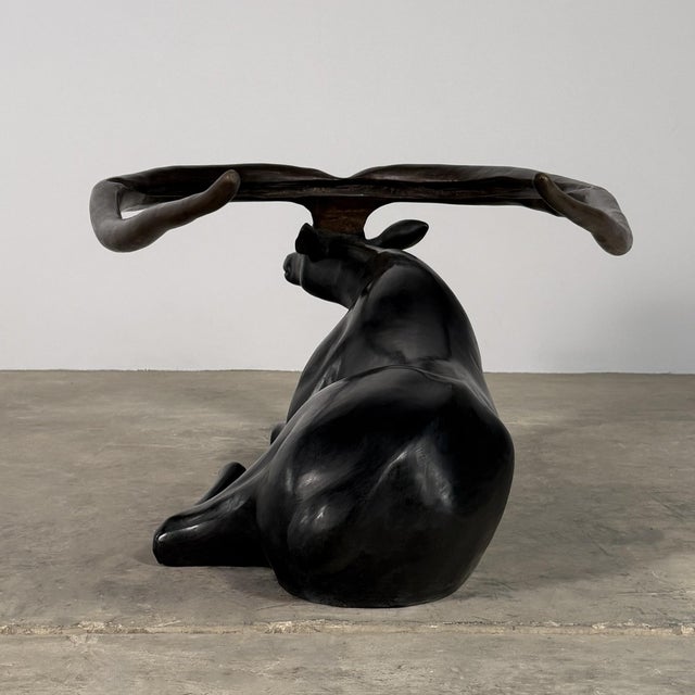 Bronze Sculptural Bronze Antelope Coffee Table With Glass Top, 55” L For Sale - Image 8 of 8