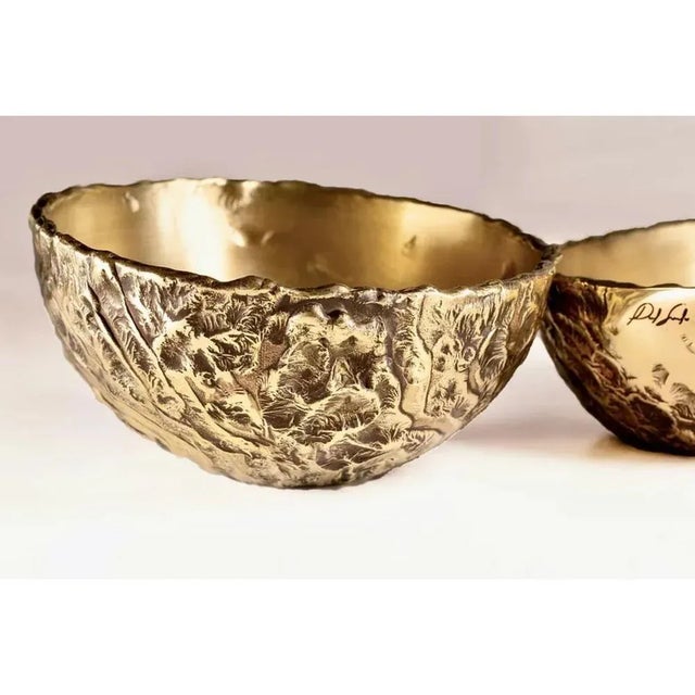 Brass Hand Sculpted Pod Bowl by Samuel Costantini For Sale - Image 4 of 9