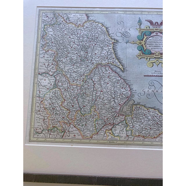Decorative Early Hand-Colored Map of the Northeast of England With Frame For Sale In New York - Image 6 of 7