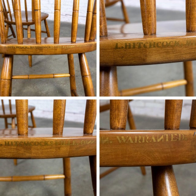 Mid-20th Century Early American Style Dining or Side Chairs Maple Windsor Hitchcock Stamped Set of 4 For Sale - Image 15 of 18