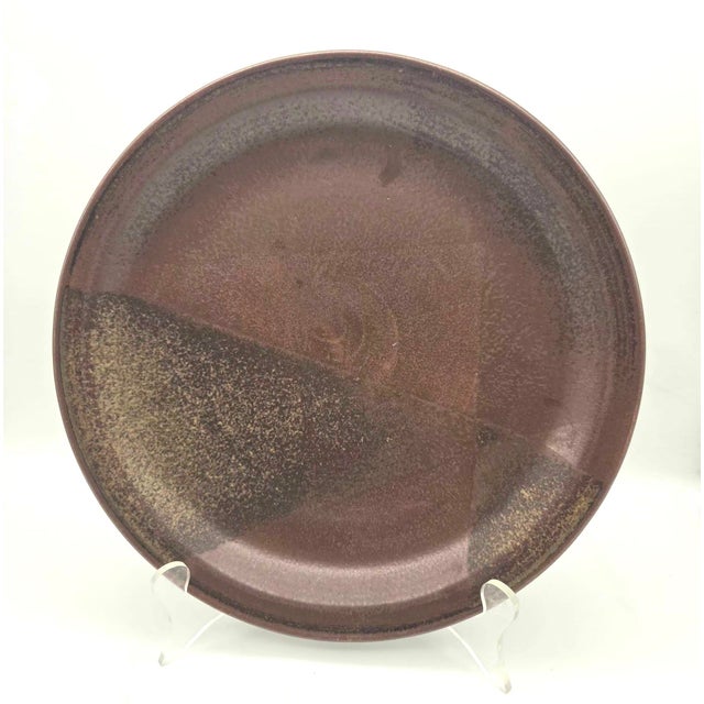 Offered is a set of 4 Iron Mountain Stoneware "Roan Mountain" mid-century modern pattern dinner plates crafted in Laurel...