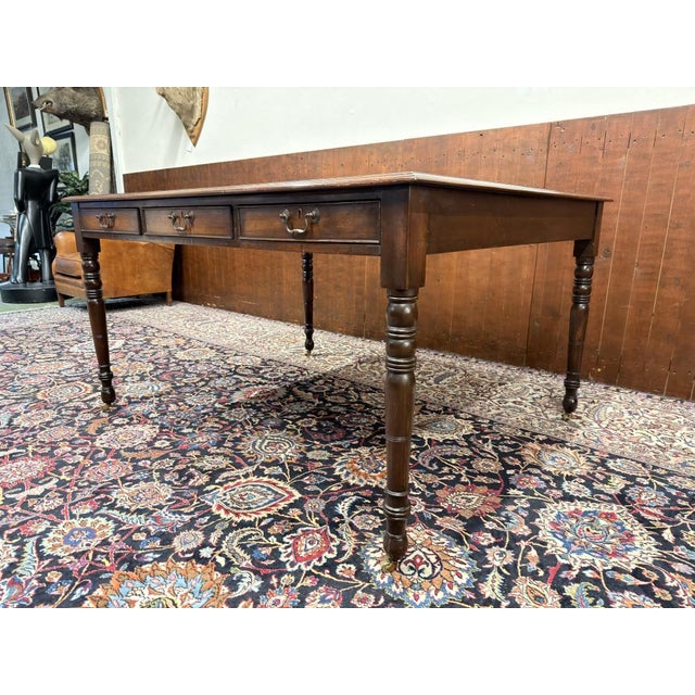 English Chesterfield Writing Desk in Oak For Sale - Image 6 of 17