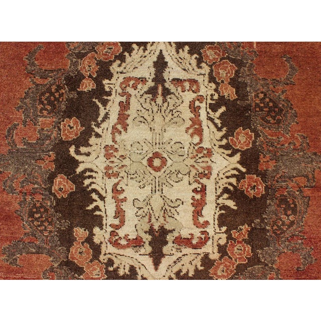 Antique Turkish Oushak Rug With Terracotta Field, Cream, and Soft Brown Accents For Sale In Atlanta - Image 6 of 8