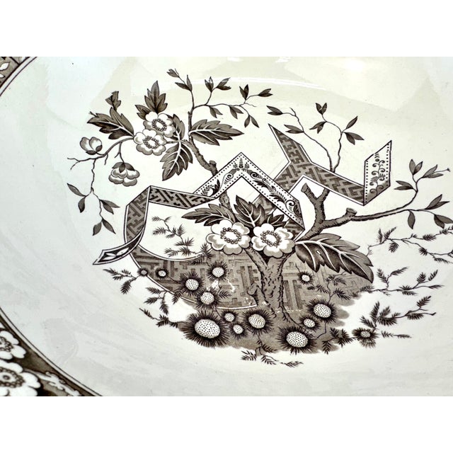 Wedgwood Antique 1880 Wedgwood & Co. Beatrice Brown Transferware Large Serving Bowl For Sale - Image 4 of 11